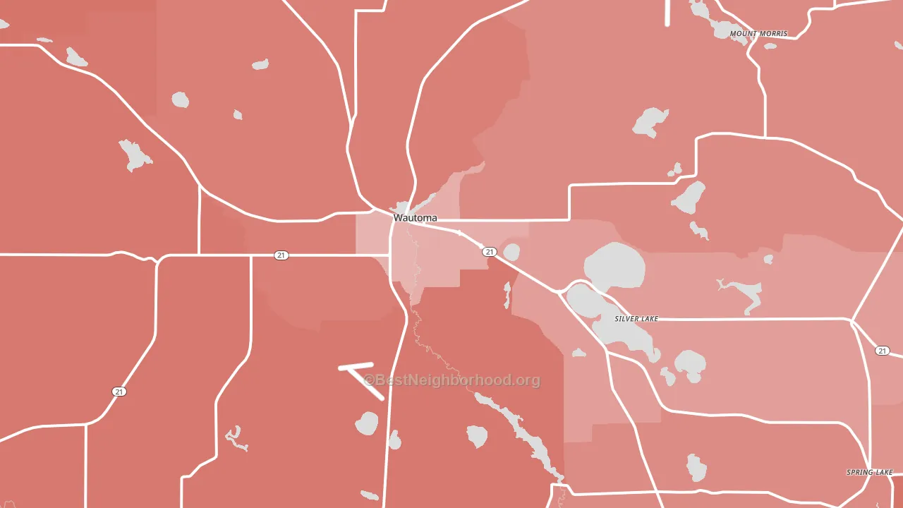 Wautoma, WI block-group political-lean map