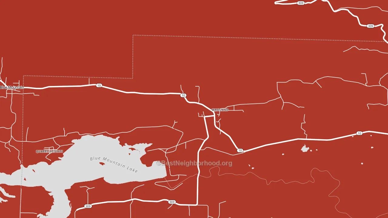 Waveland, AR block-group political-lean map