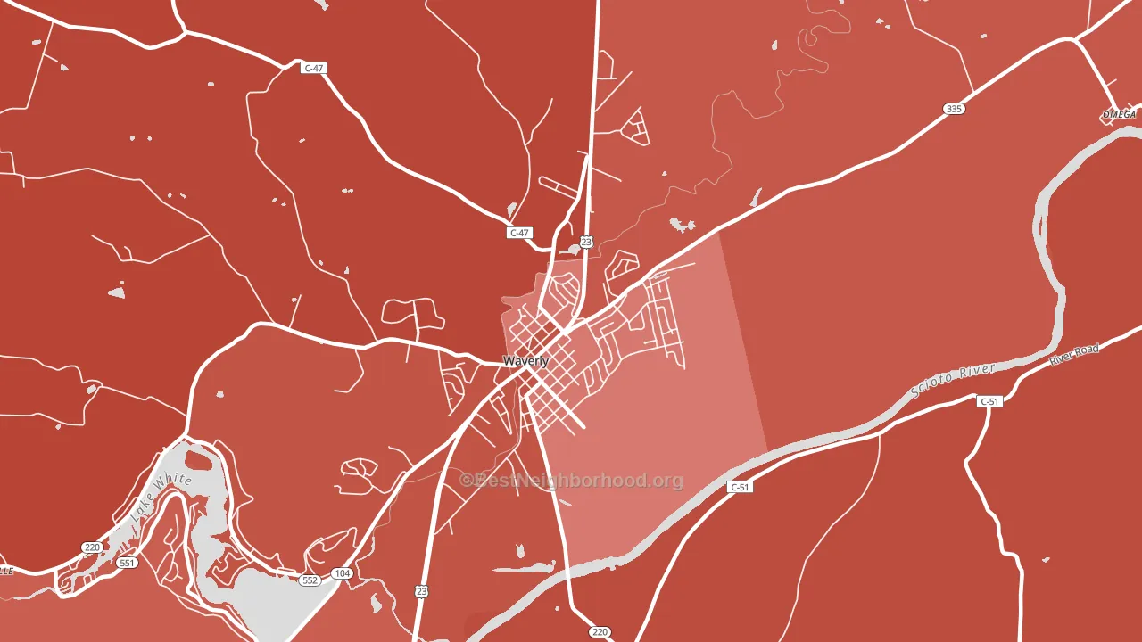 Waverly City, OH block-group political-lean map
