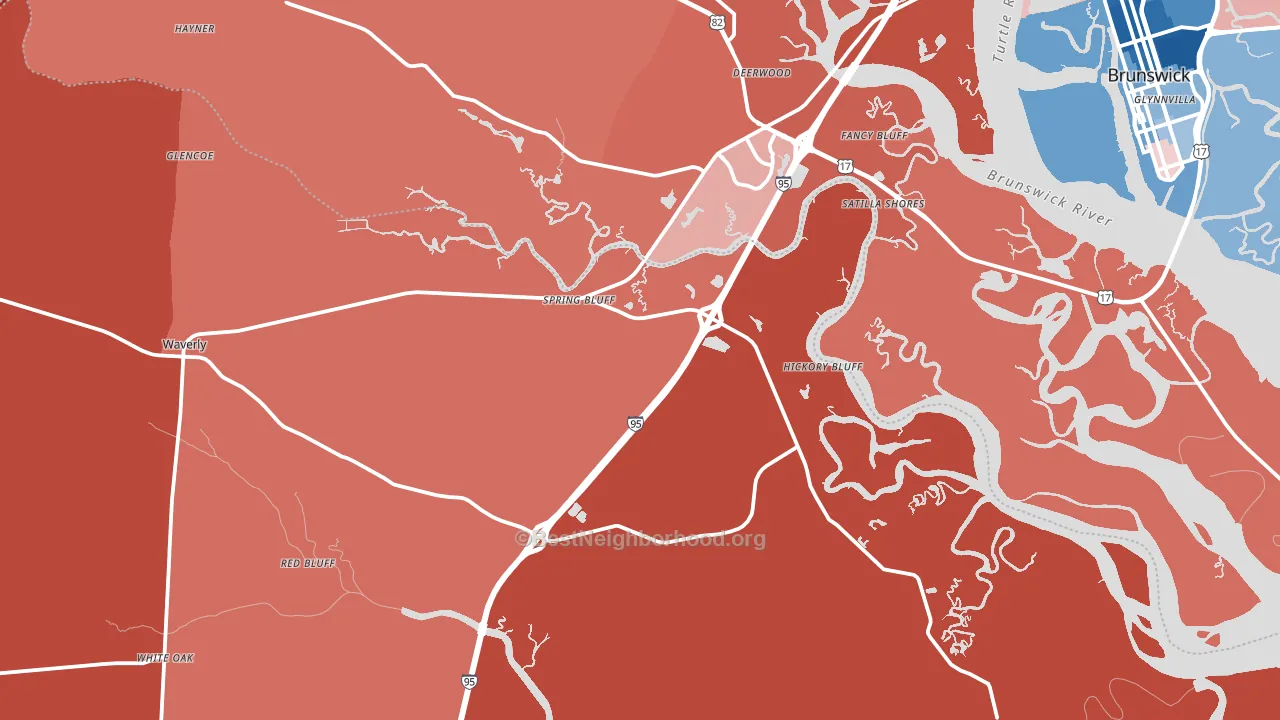 Waverly, GA block-group political-lean map