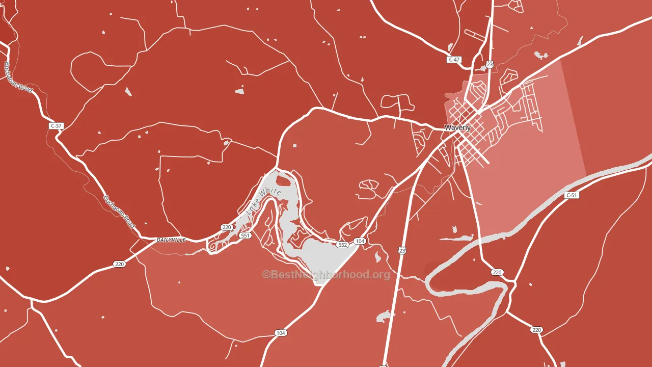 Waverly Gables, OH block-group political-lean map