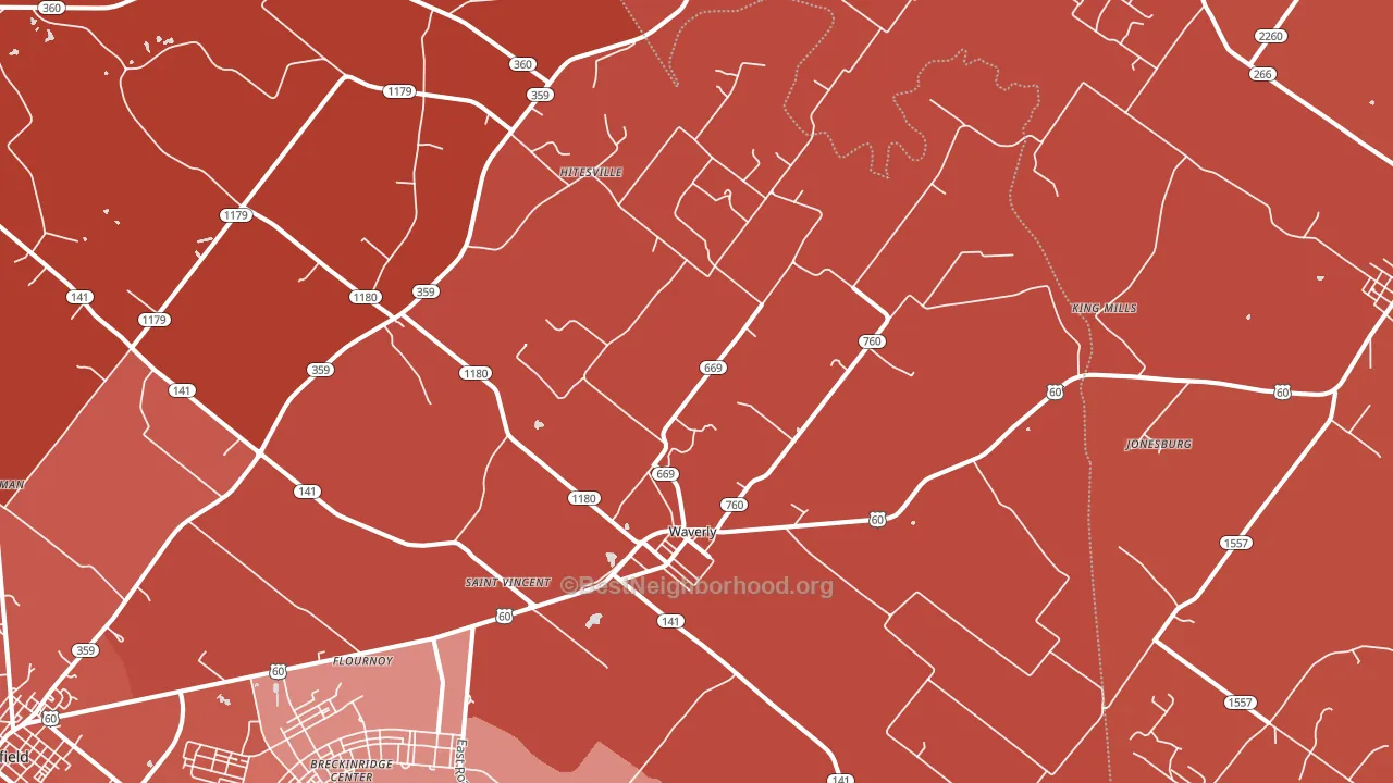 Waverly, KY block-group political-lean map