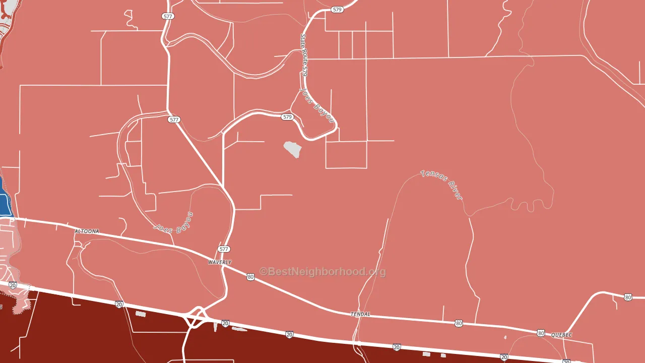 Waverly, LA block-group political-lean map