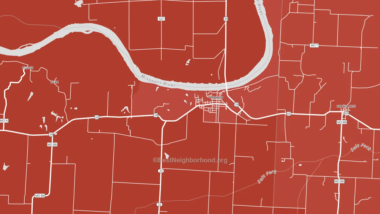 Waverly, MO block-group political-lean map