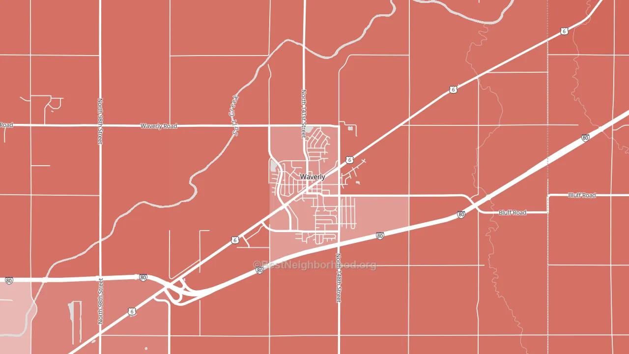 Waverly, NE block-group political-lean map
