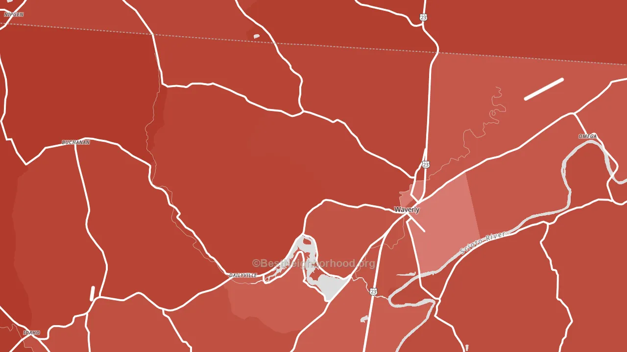 Waverly, OH block-group political-lean map