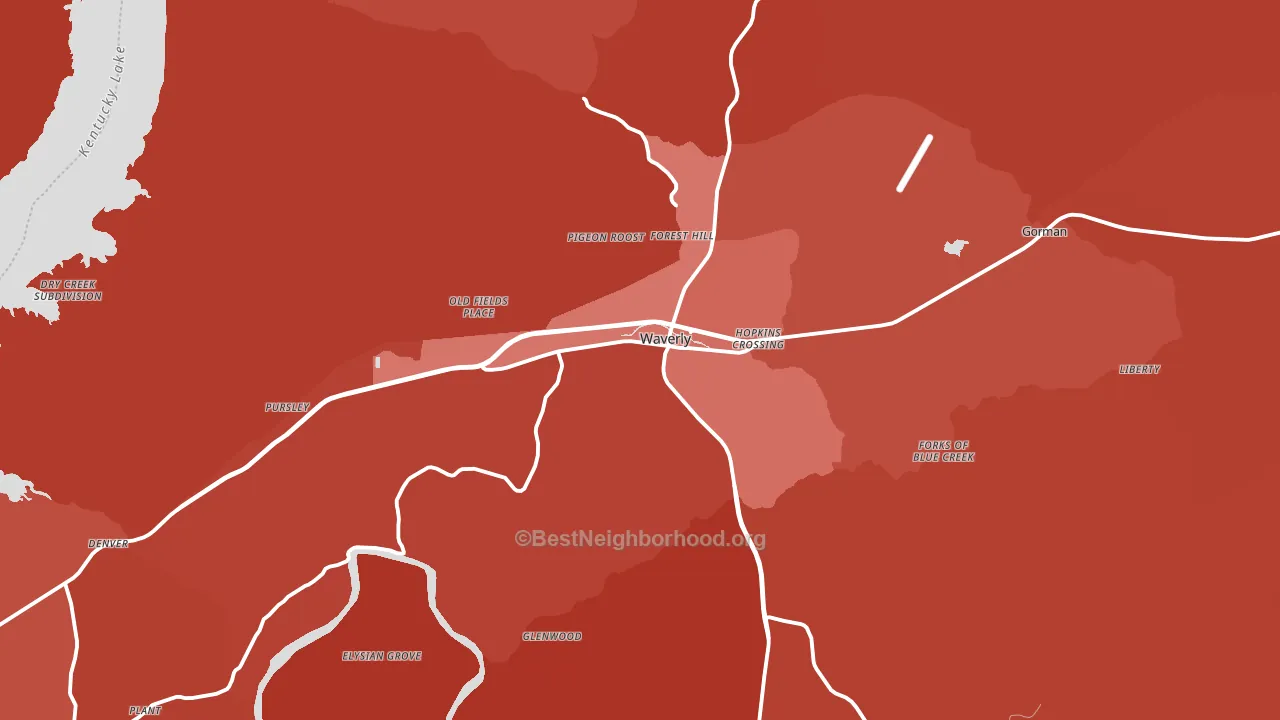 Waverly, TN block-group political-lean map