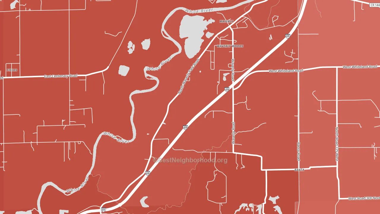 Waverly Woods, IN block-group political-lean map