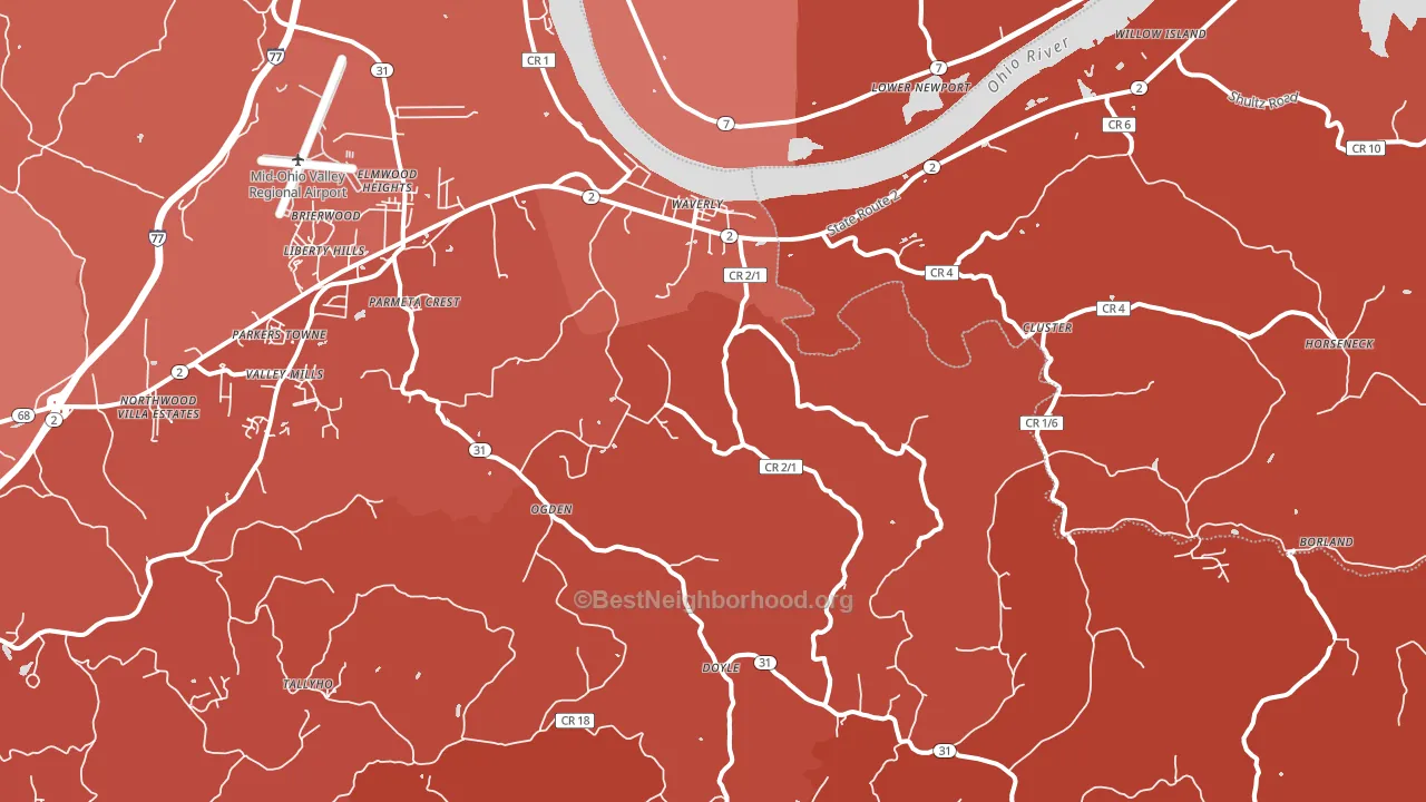 Waverly, WV block-group political-lean map