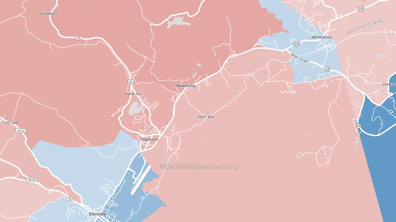 Wawarsing, NY block-group political-lean map