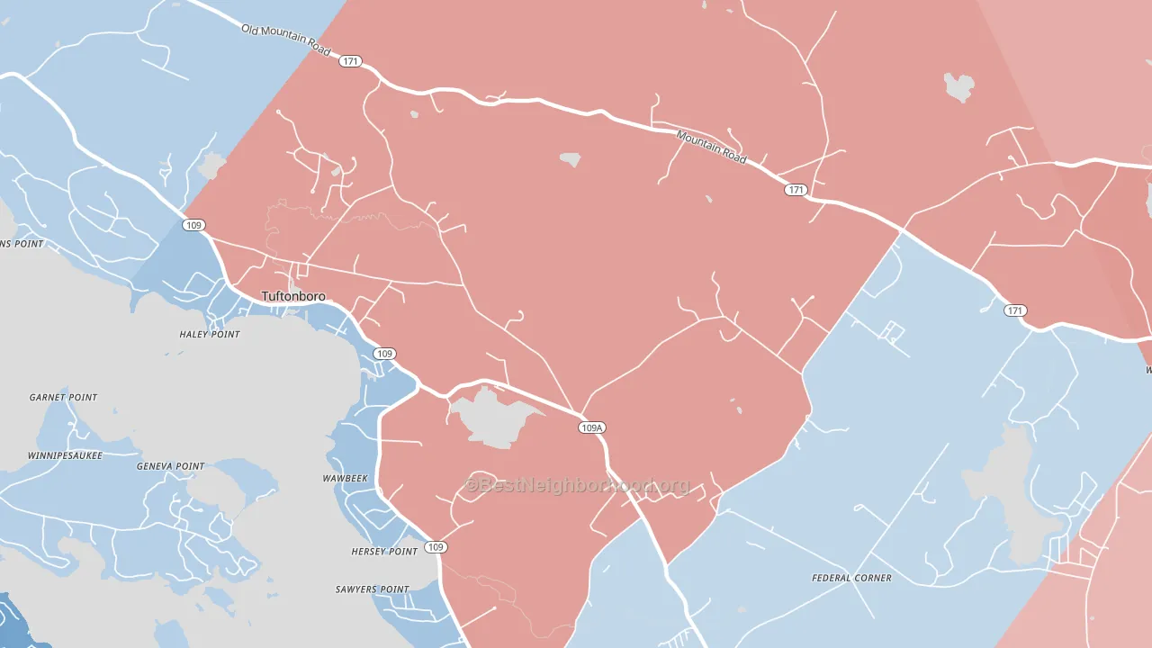 Wawbeek, NH block-group political-lean map