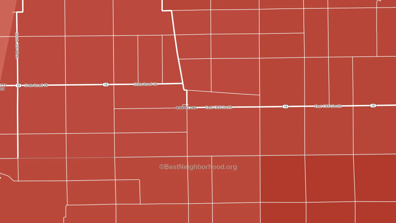 Wawpecong, IN block-group political-lean map