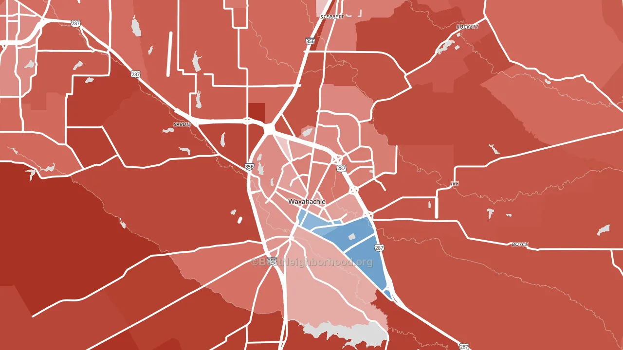 Waxahachie, TX block-group political-lean map