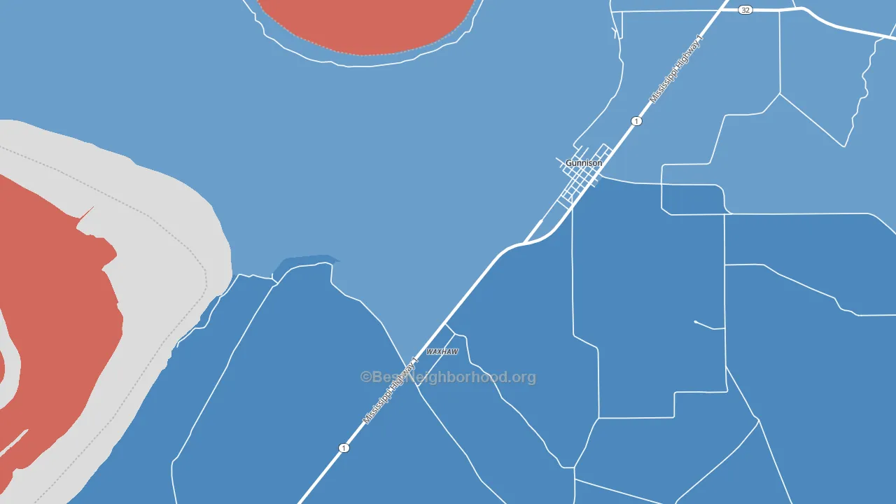 Waxhaw, MS block-group political-lean map
