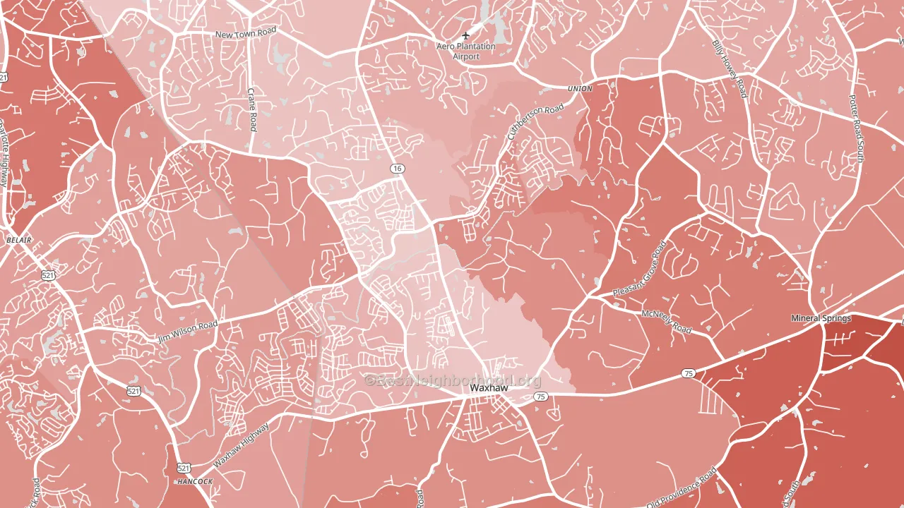 Waxhaw, NC block-group political-lean map