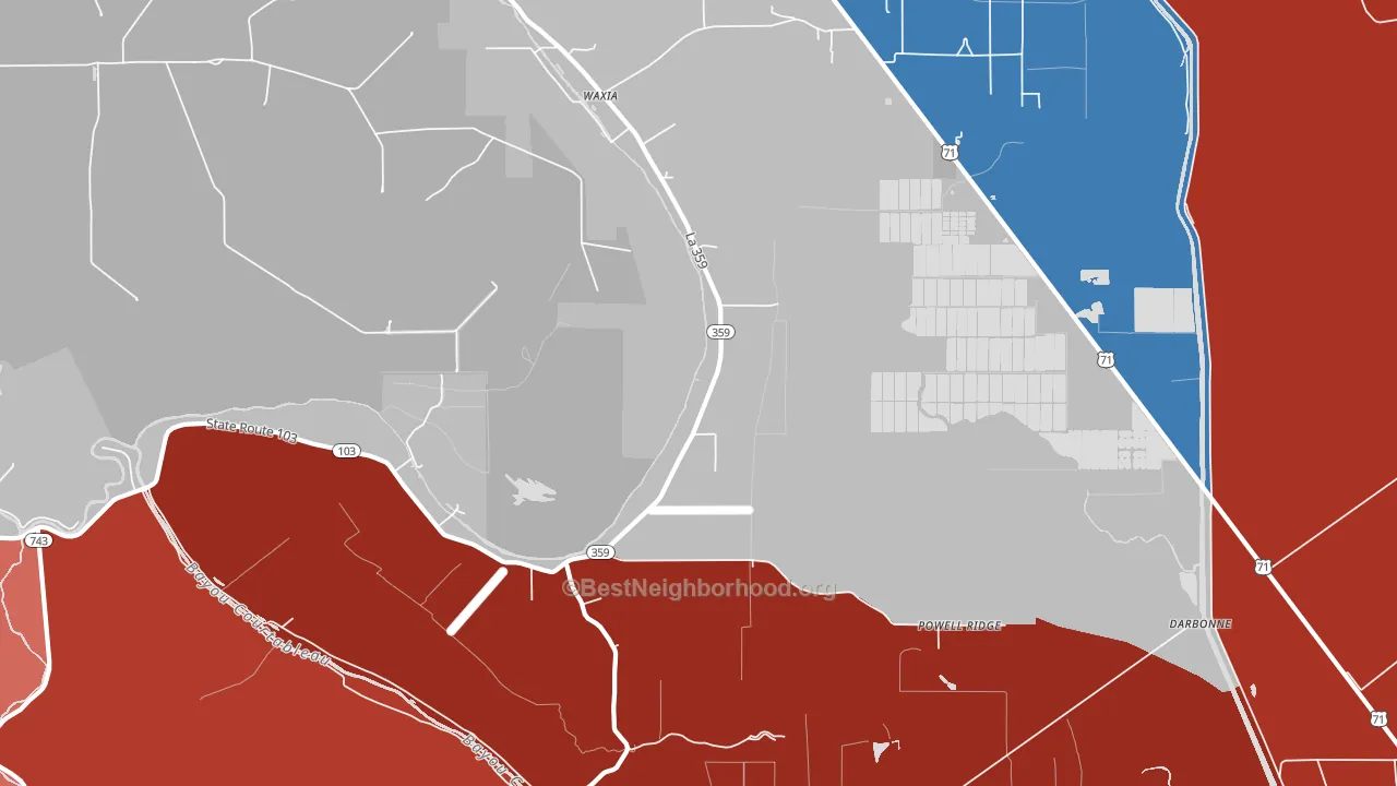 Waxia, LA block-group political-lean map