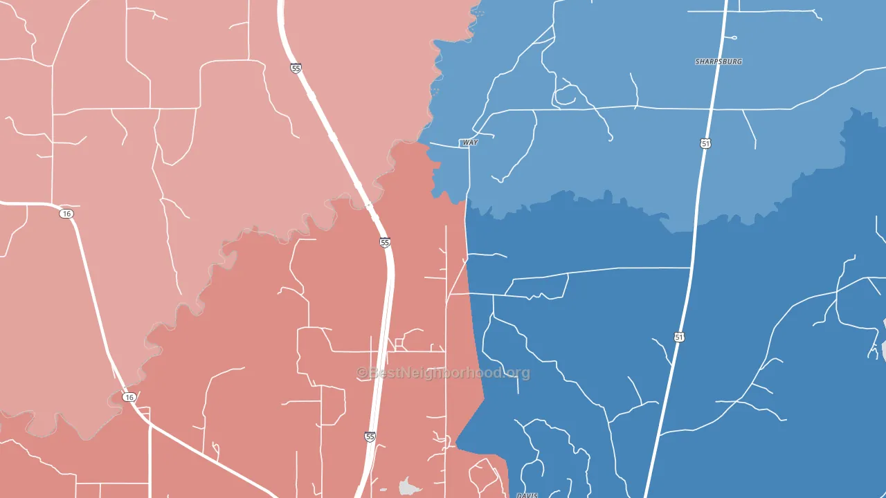 Way, MS block-group political-lean map