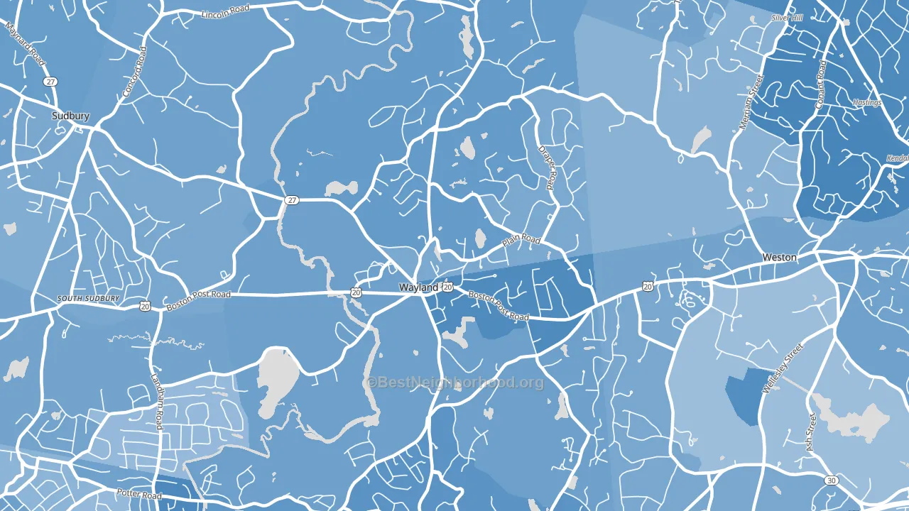 Wayland, MA block-group political-lean map