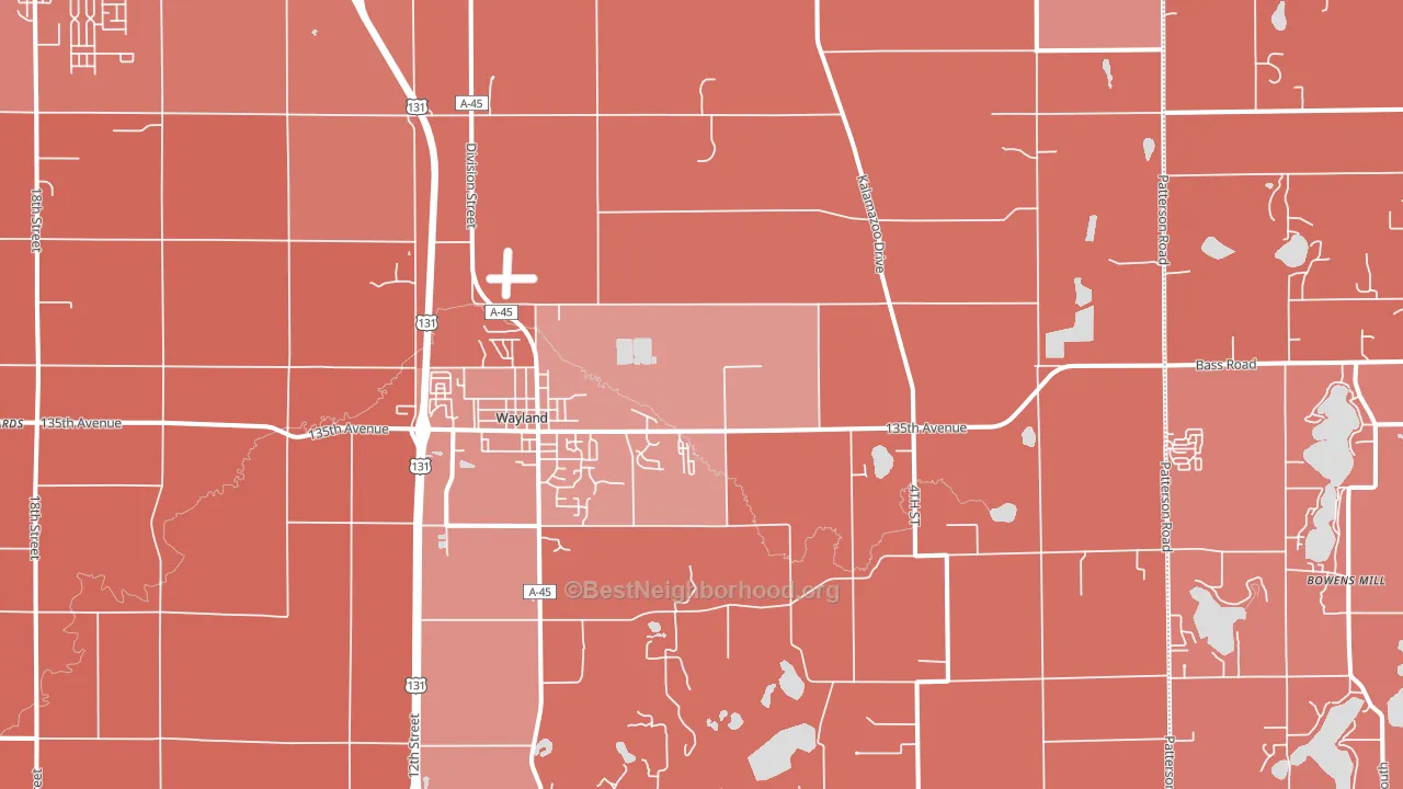 Wayland, MI block-group political-lean map