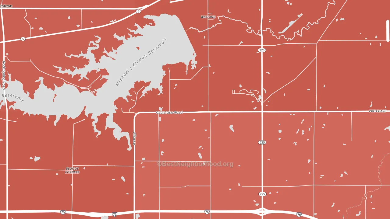 Wayland, OH block-group political-lean map