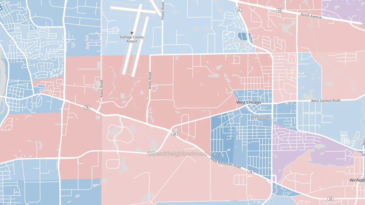 Wayne Center, IL block-group political-lean map