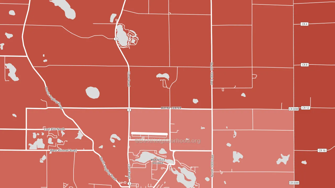Wayne Center, IN block-group political-lean map