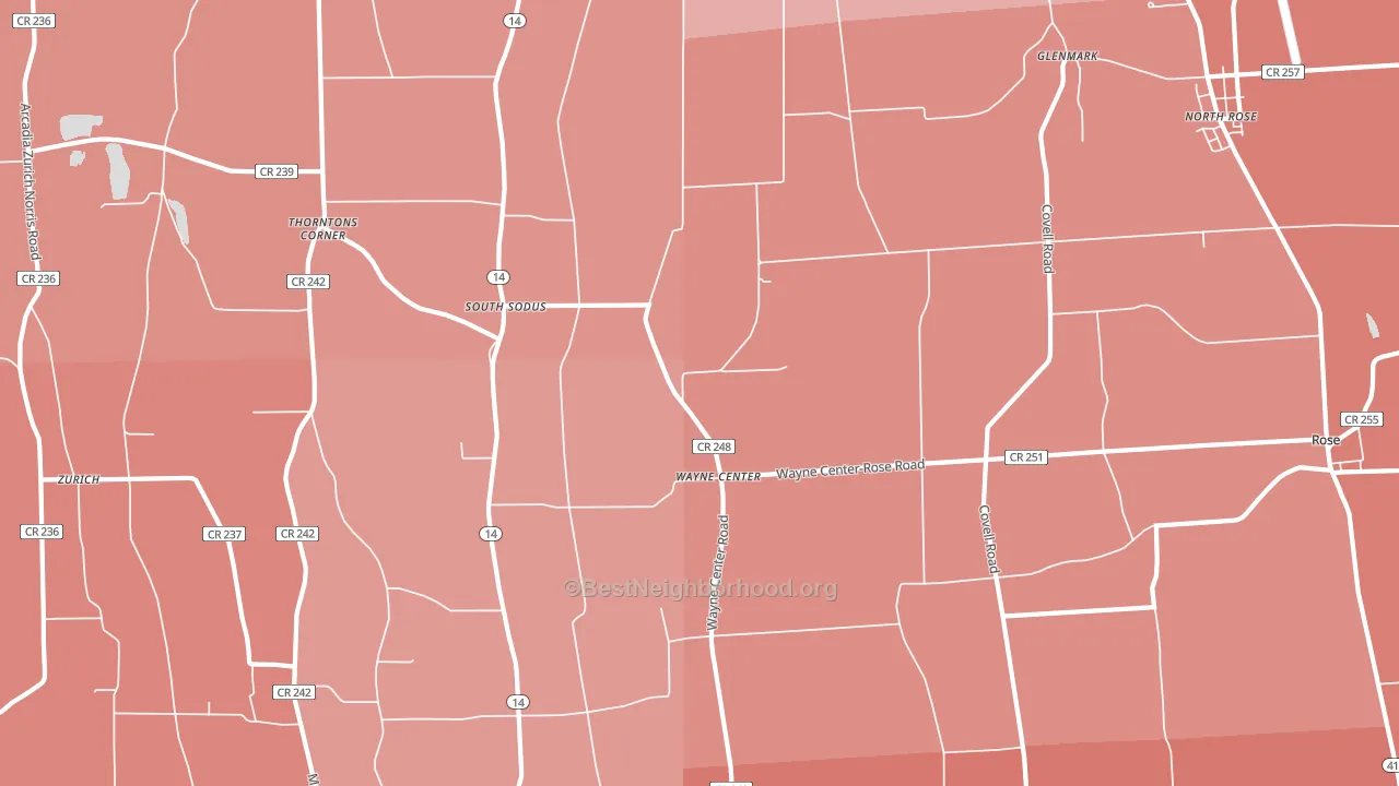 Wayne Center, NY block-group political-lean map