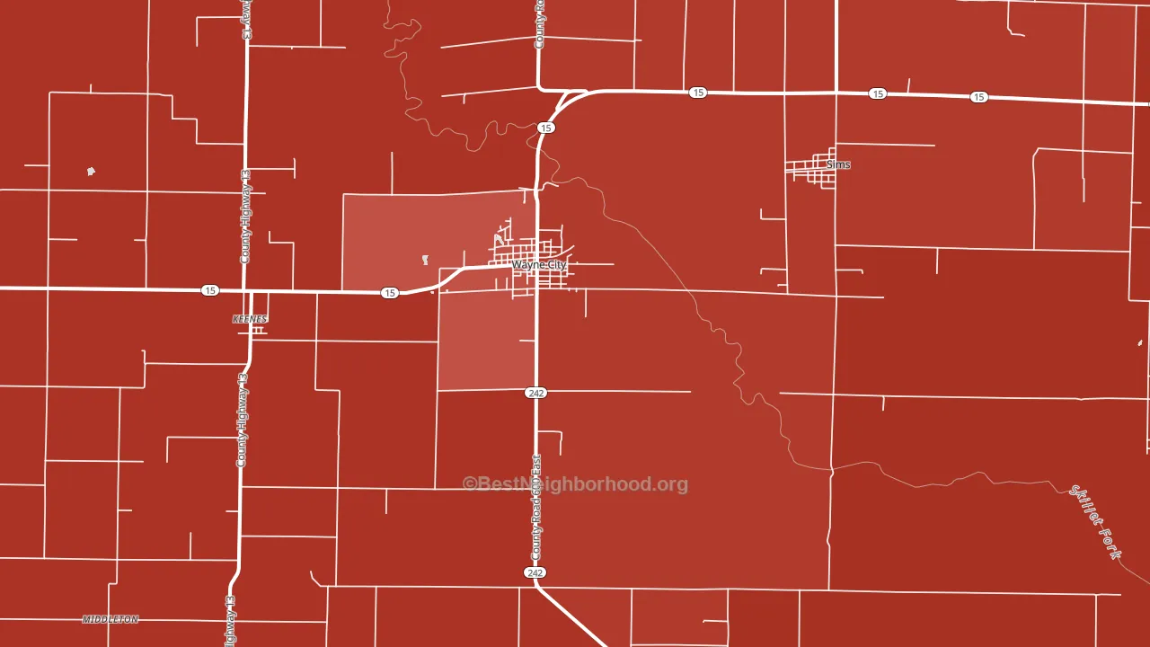 Wayne City, IL block-group political-lean map
