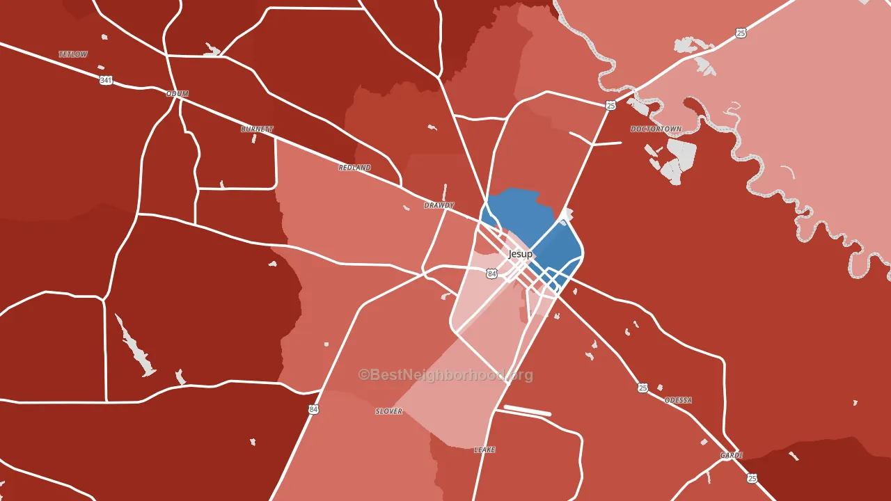 Wayne County, GA block-group political-lean map