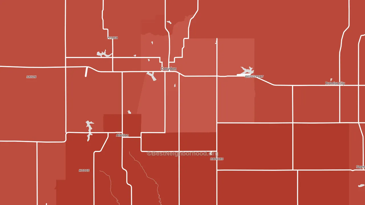 Wayne County, IA block-group political-lean map