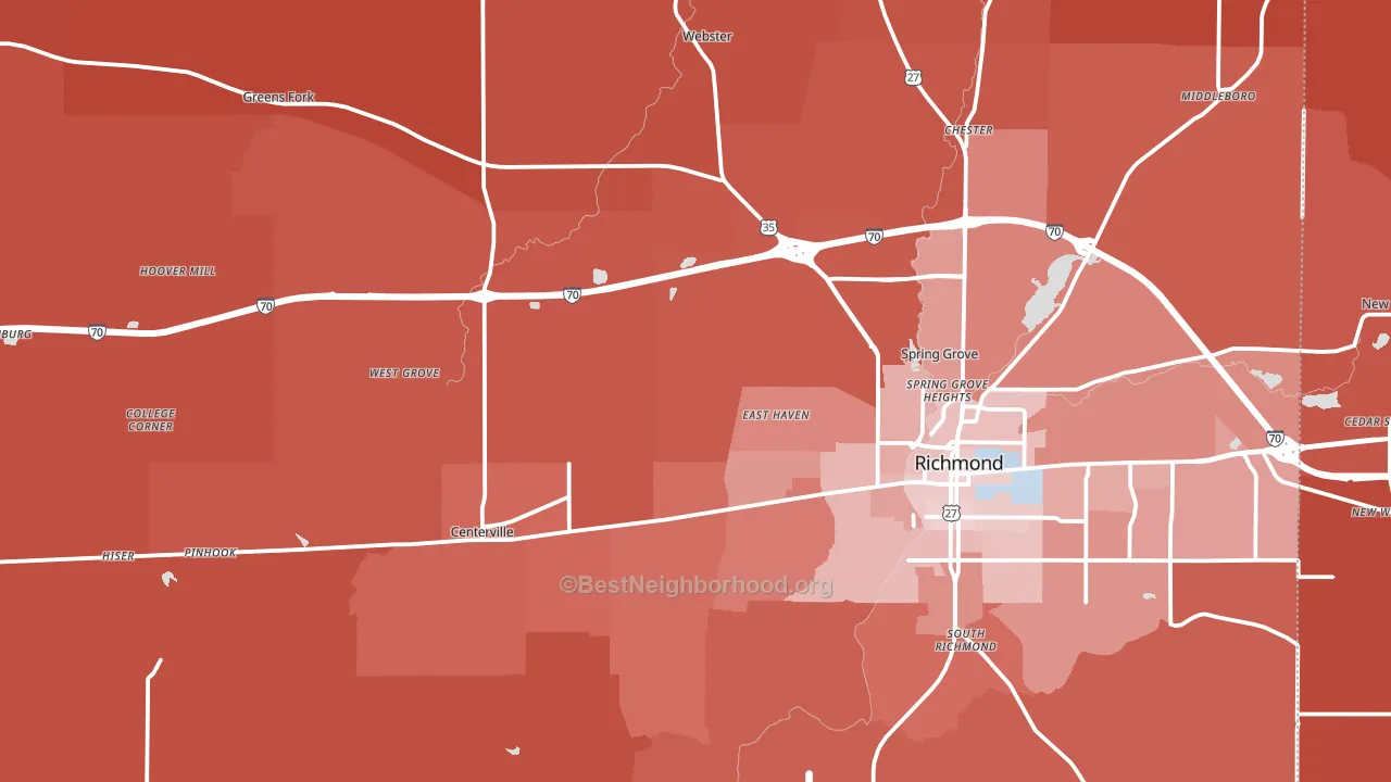 Wayne County, IN block-group political-lean map