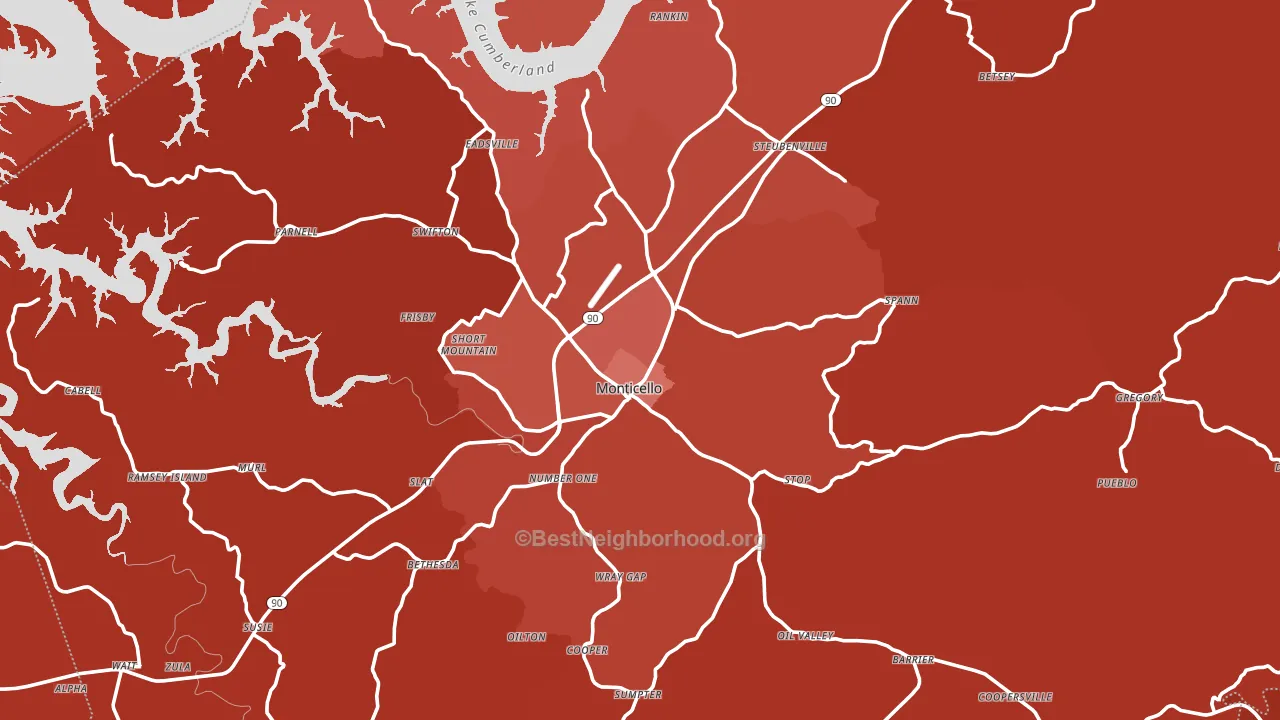 Wayne County, KY block-group political-lean map
