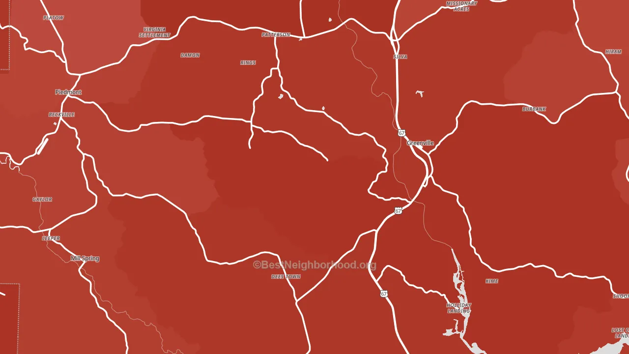 Wayne County, MO block-group political-lean map