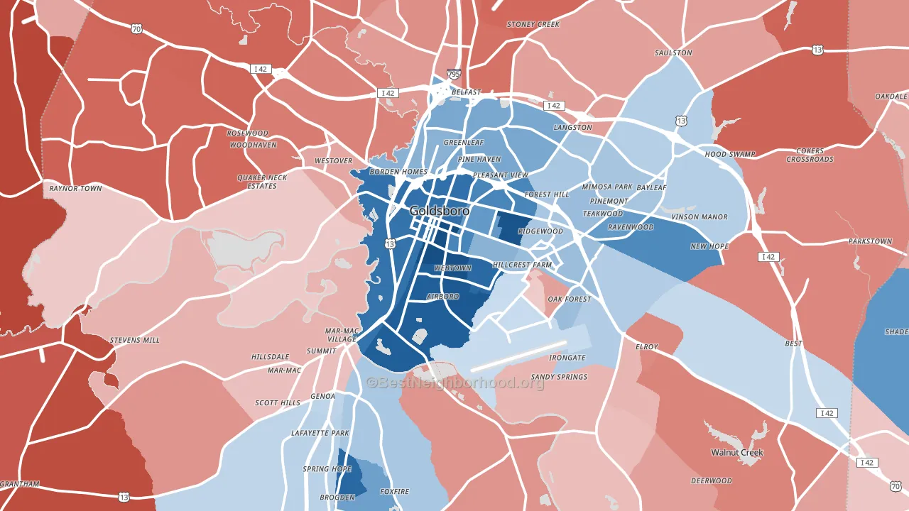 Wayne County, NC block-group political-lean map