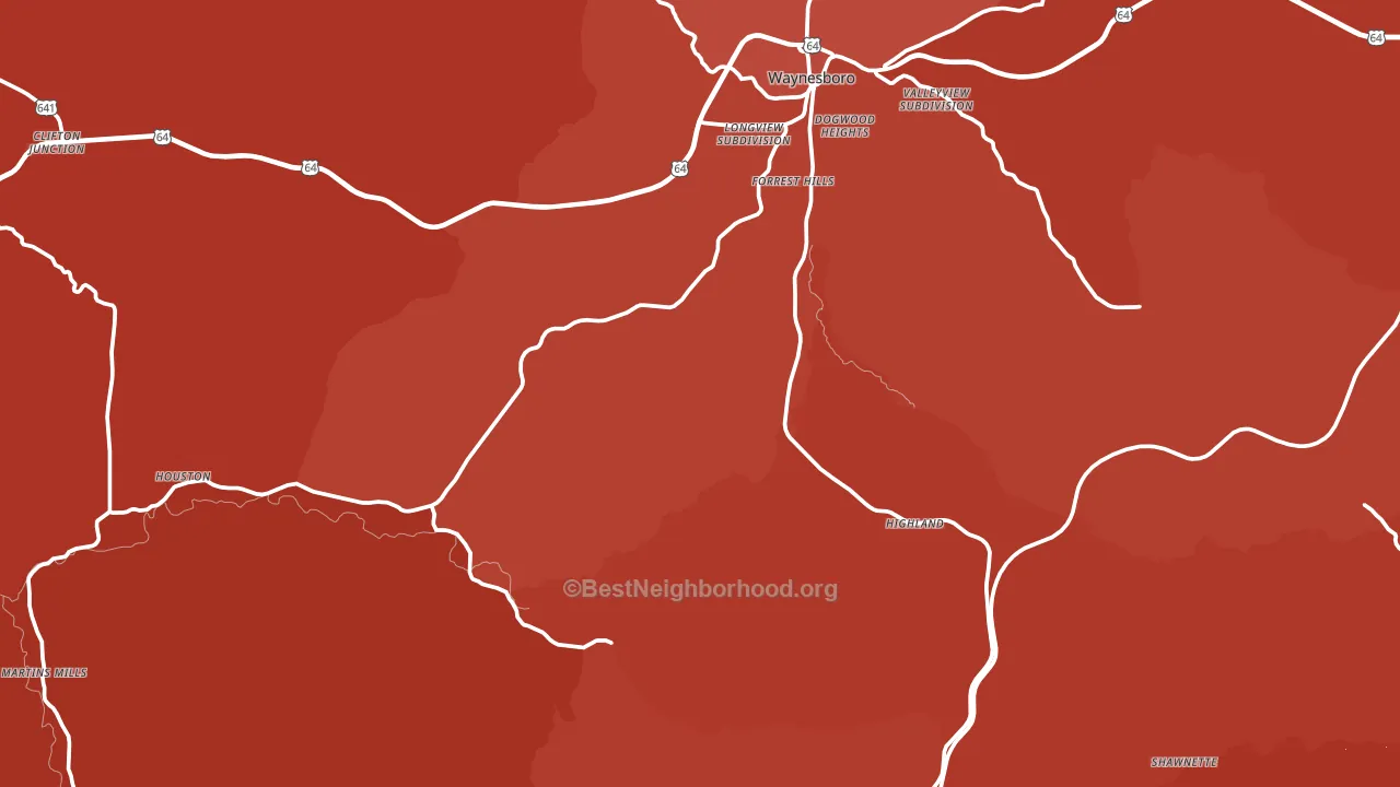 Wayne County, TN block-group political-lean map
