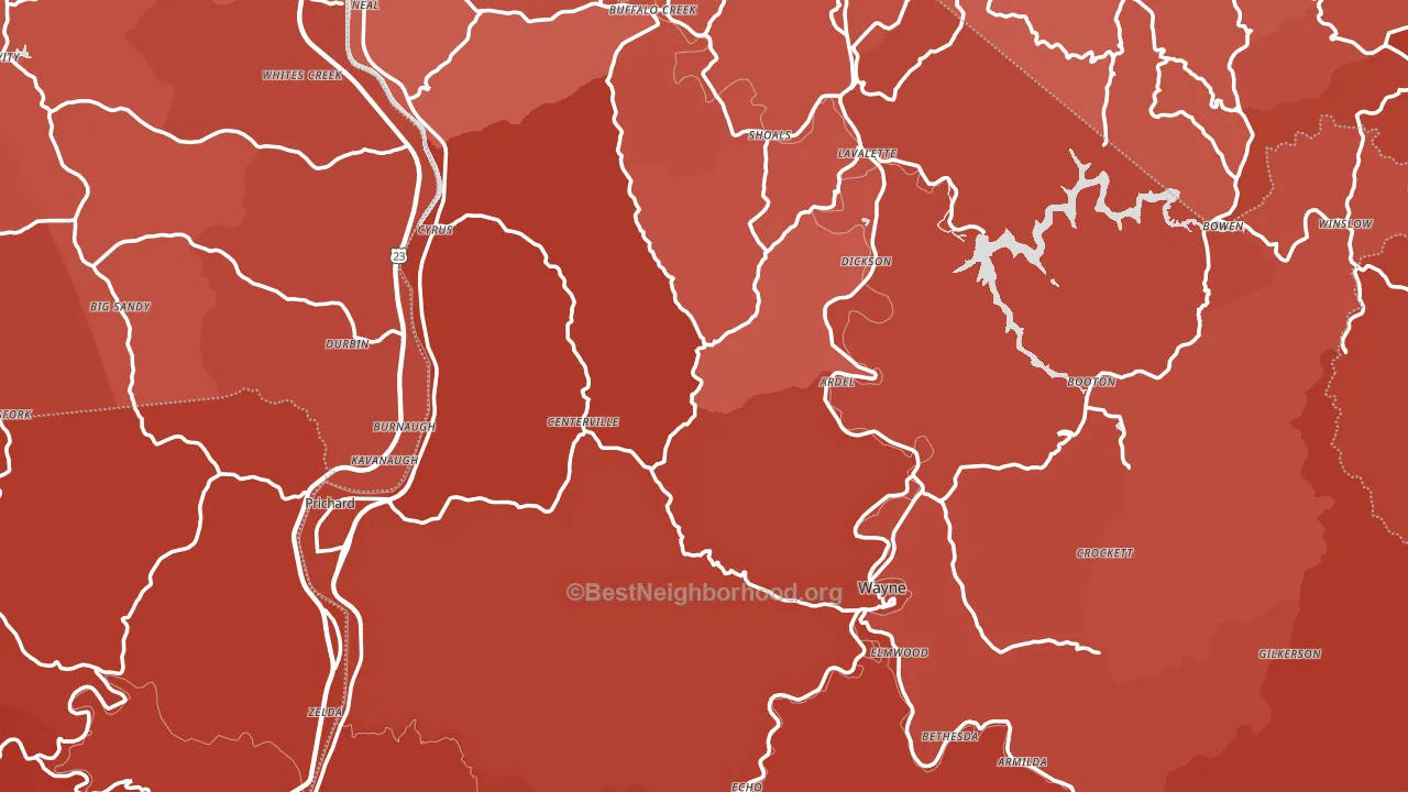 Wayne County, WV block-group political-lean map