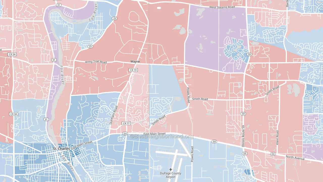 Wayne, IL block-group political-lean map