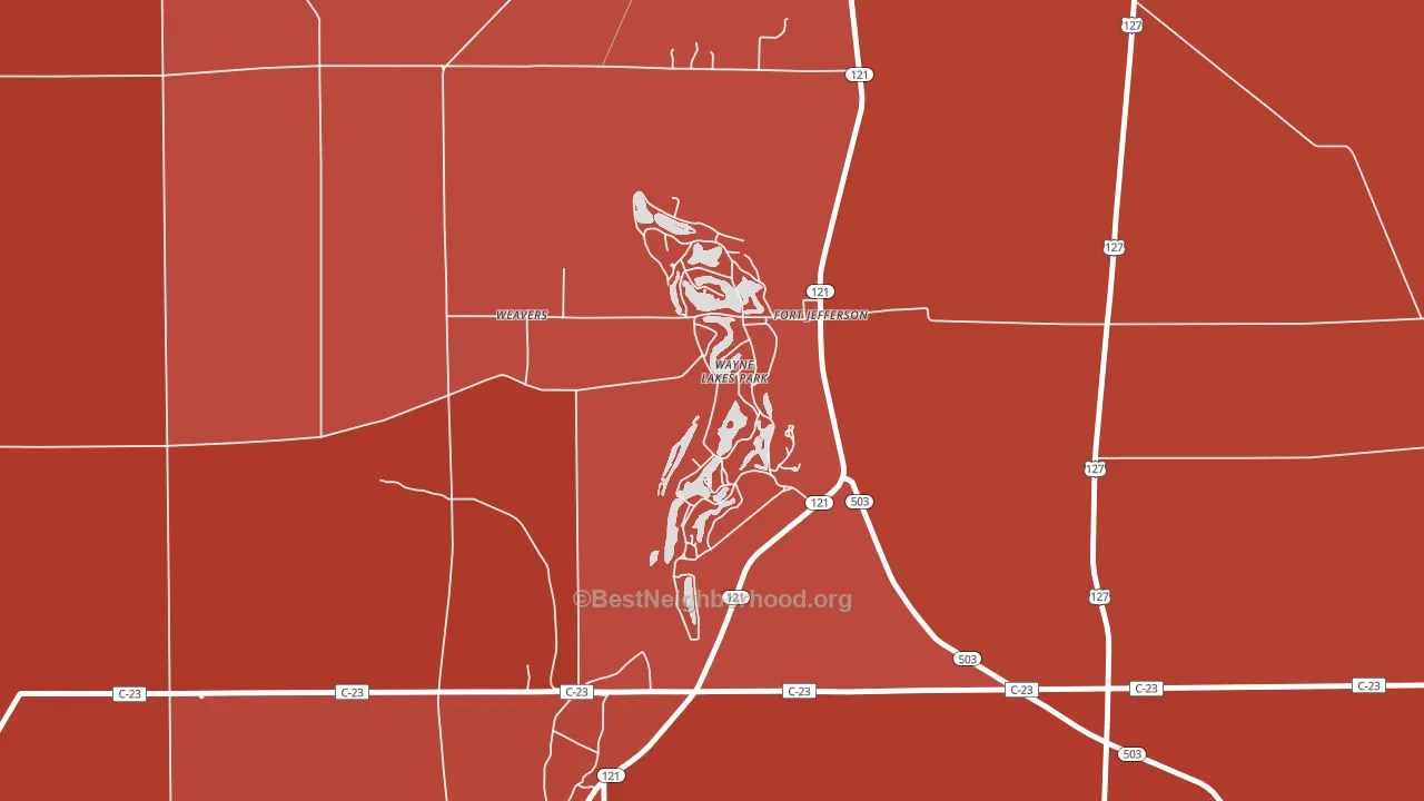 Wayne Lakes, OH block-group political-lean map