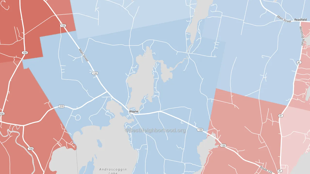 Wayne, ME block-group political-lean map