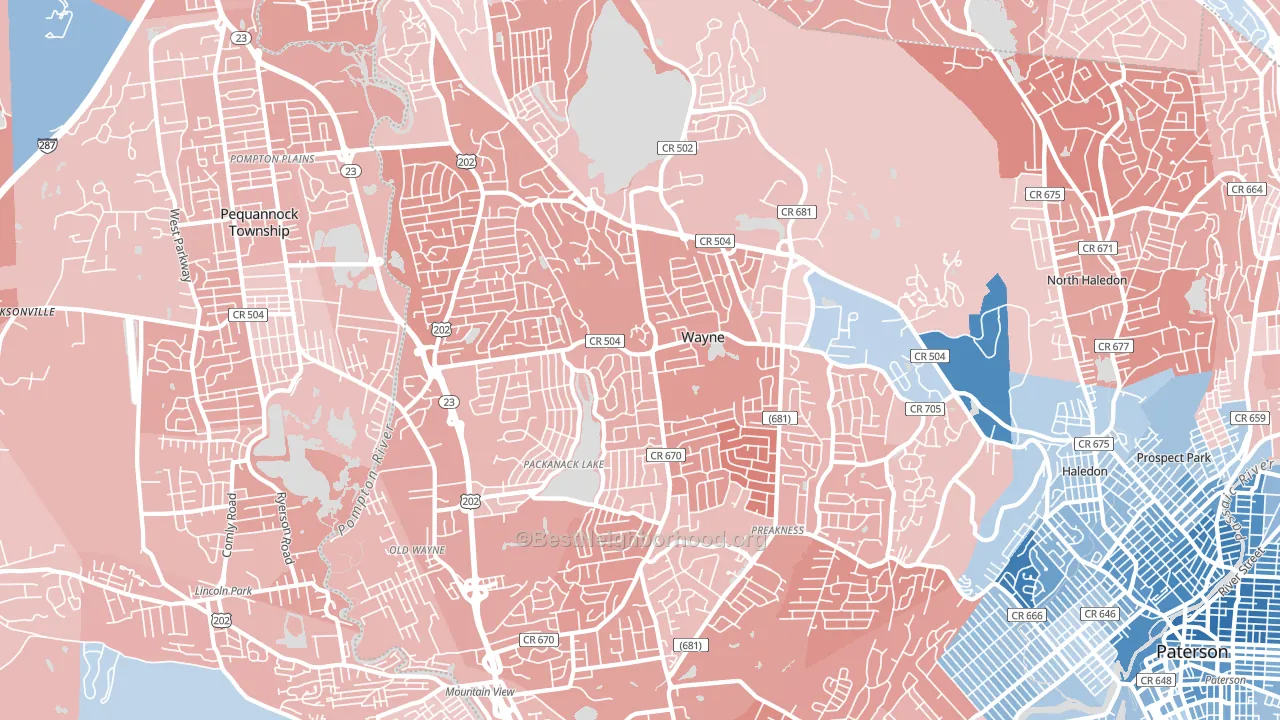 Wayne, NJ block-group political-lean map