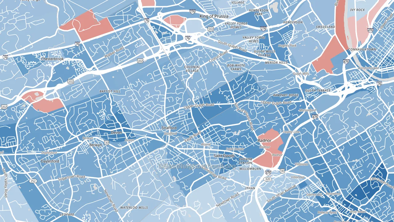 Wayne, PA block-group political-lean map