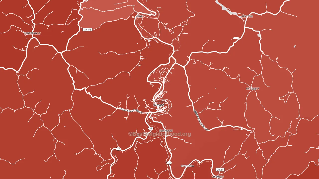 Wayne, WV block-group political-lean map