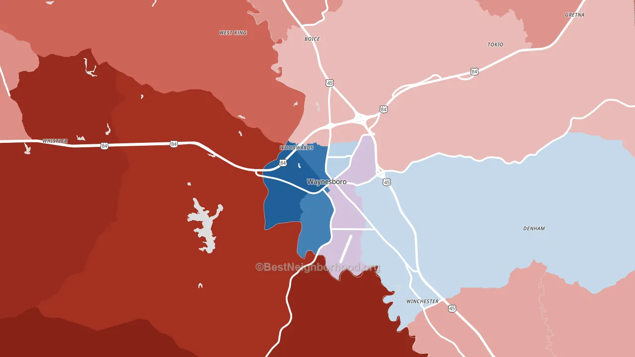 Waynesboro, MS block-group political-lean map