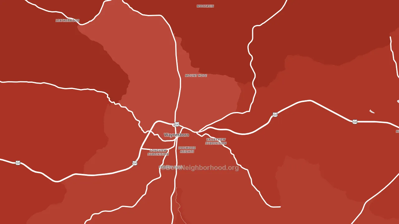 Waynesboro, TN block-group political-lean map