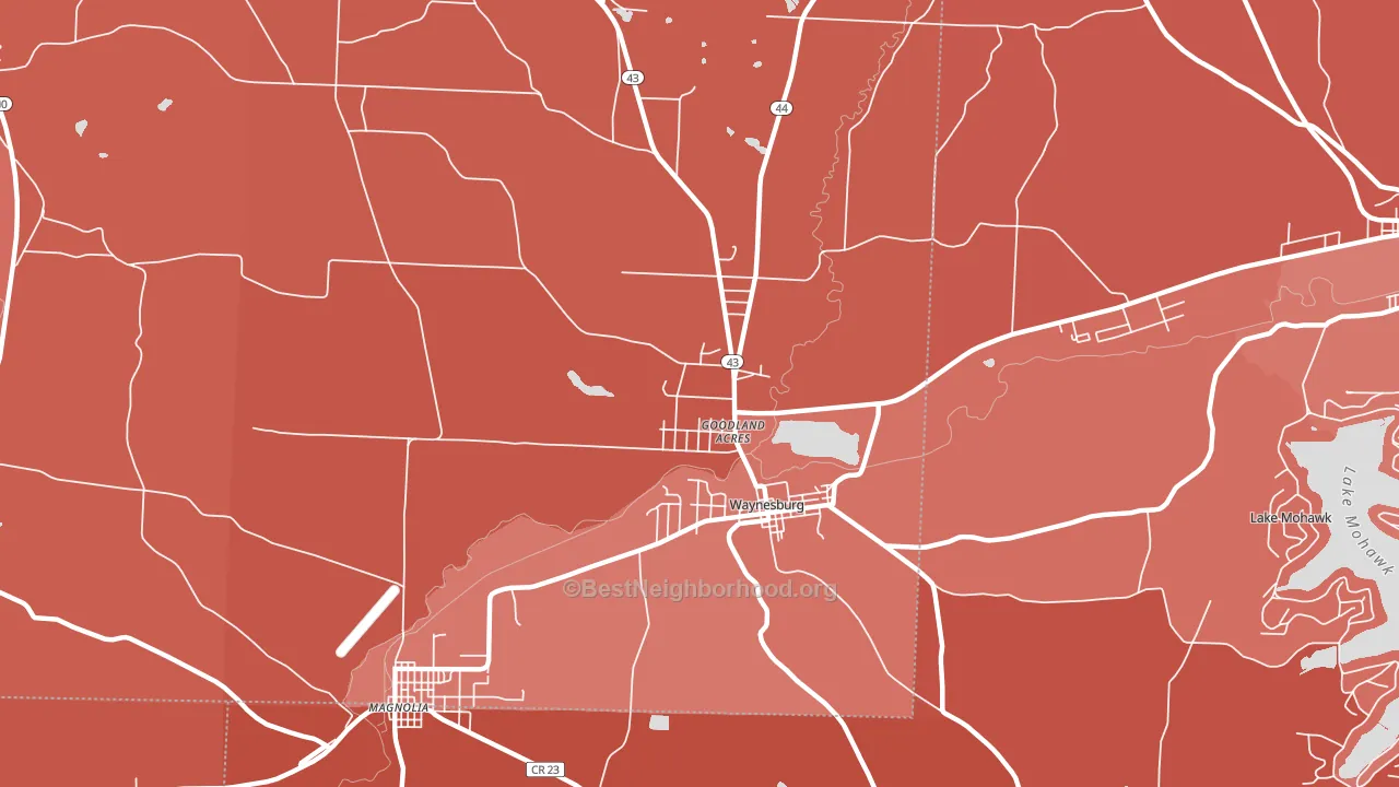 Waynesburg, OH block-group political-lean map