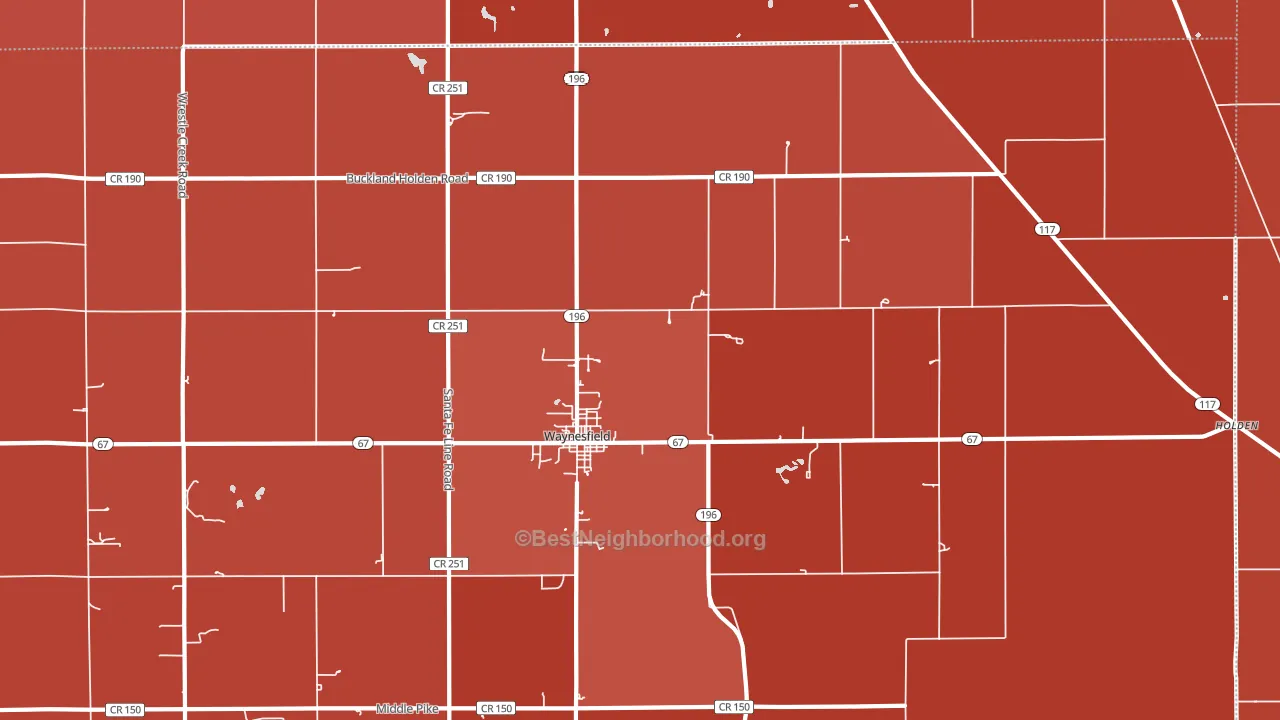 Waynesfield, OH block-group political-lean map