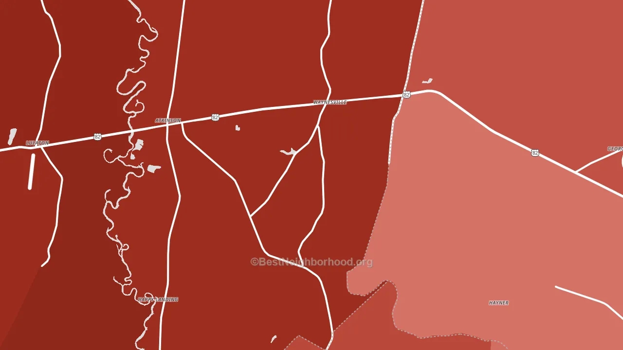 Waynesville, GA block-group political-lean map