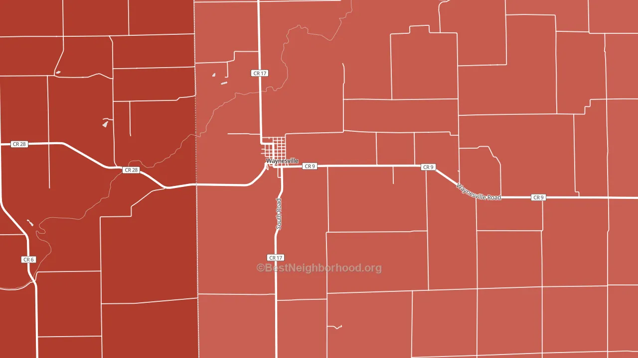 Waynesville, IL block-group political-lean map