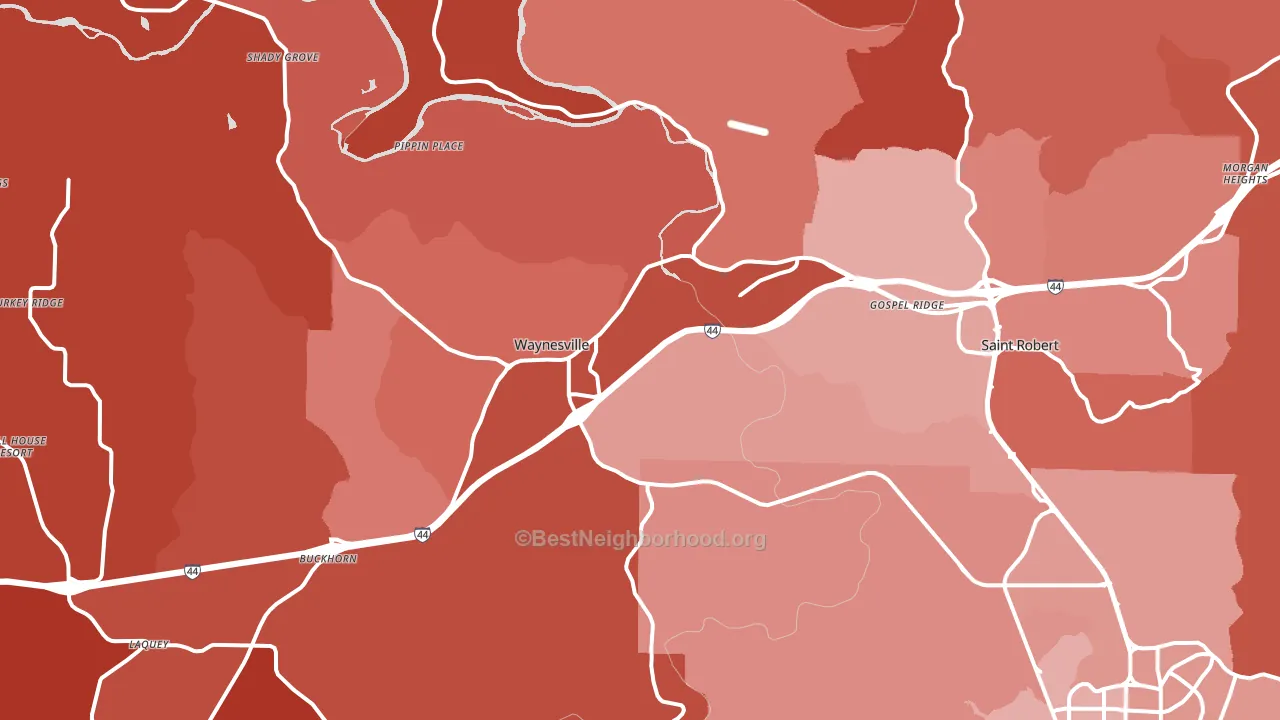 Waynesville, MO block-group political-lean map