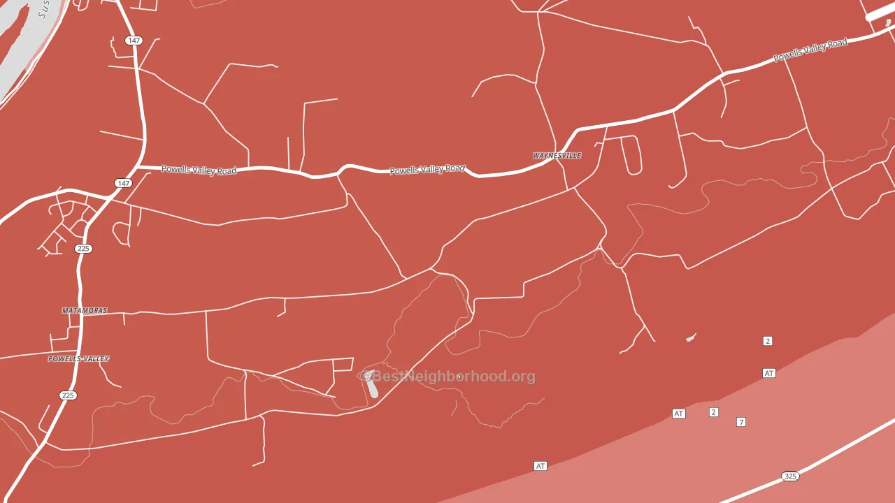 Waynesville, PA block-group political-lean map